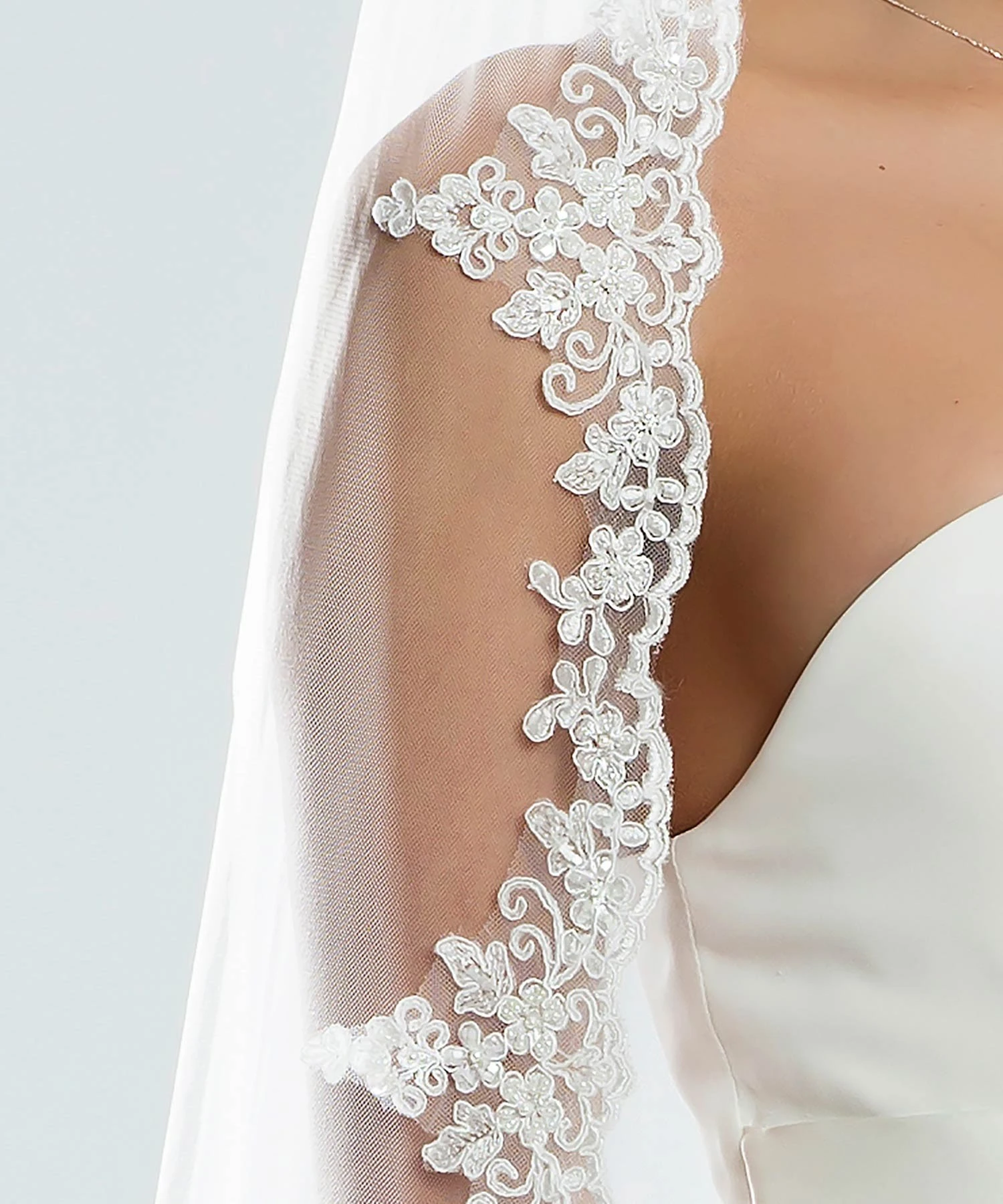 Voile De Mariage En Dentelle Et Perles De Verre Odalys – Image 2