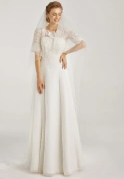 Voile De Mariée Long Ivoire Avec Bordure Festonnée Lidia