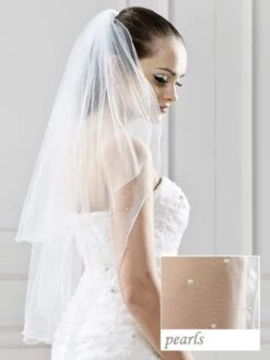 Voile De Mariée Mi Long Avec Perles Nacrées Melita