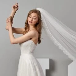Voile De Mariage Très Long En Dentelle Française Elisabeth
