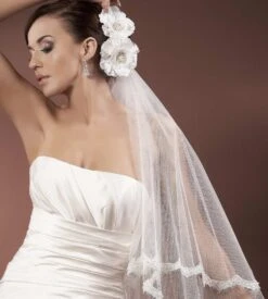 Voile De Mariée Tulle Italien Ivoire Et Dentelle 3m Vanna