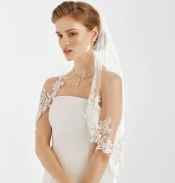 Voile Mariage Bordure Basse Dentelle Ivoire Prudence