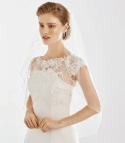 Voile Mariage Mi-long Bordure Festonnée Et Cristal Swarovski Tullia