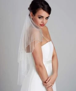 Voile De Mariage Mi Long Bordure Cristal Swarovski Damiana