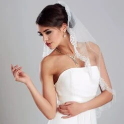 Voile De Mariée Mi Long En Dentelle Colombina