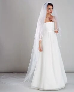 Voile De Mariage Très Long Bordure Satin Emilia