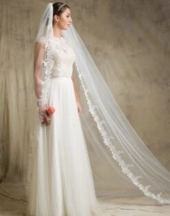 Voile De Mariée Très Long En Dentelle Française Coline